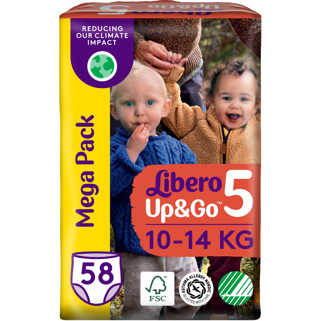 Підгузок Libero Up&Go Розмір 5 (10-14 кг) 58 шт (7322541742595)