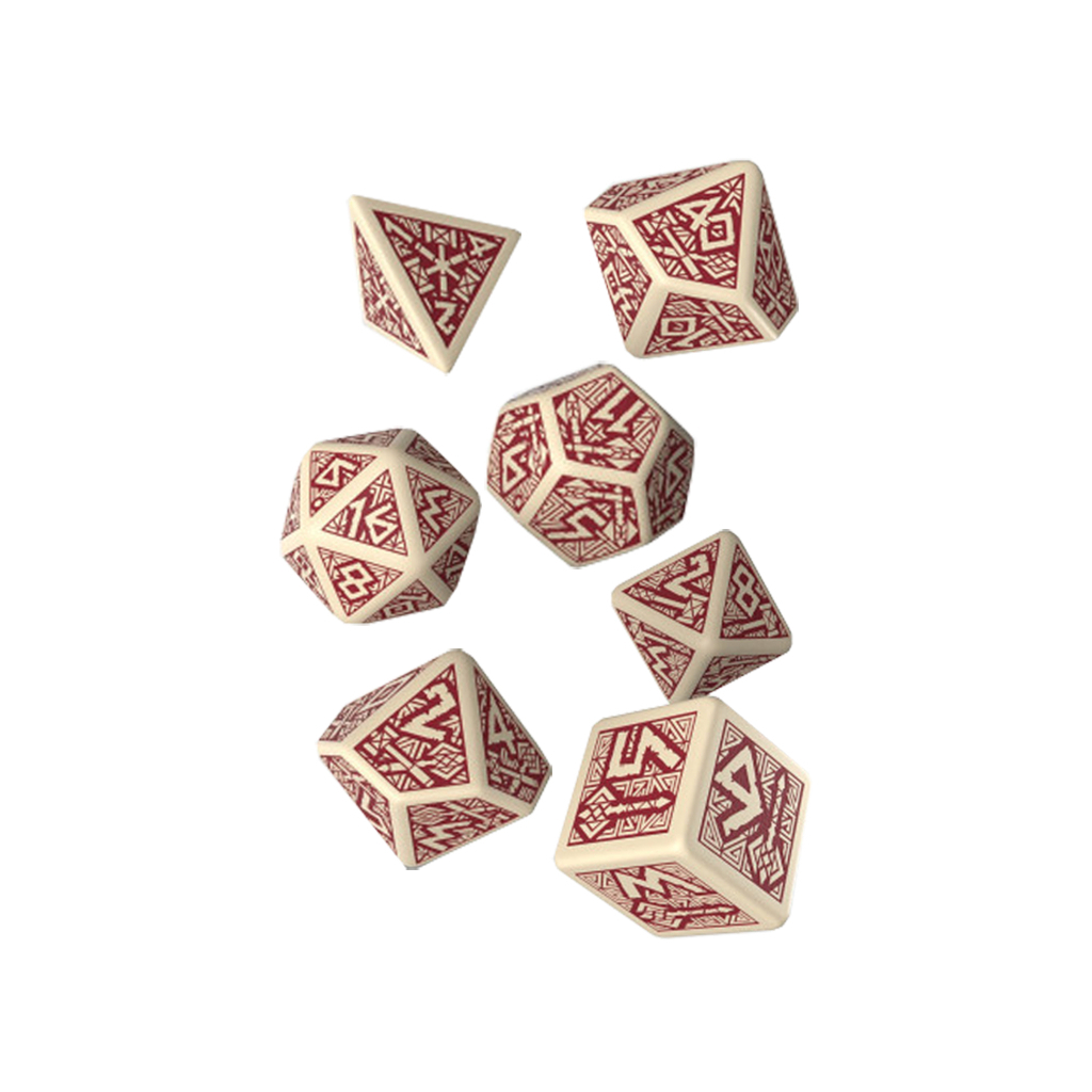 Набір кубиків для настільних ігор Q-Workshop Dwarven Beige burgundy Dice Set (7 шт) (SDWA87)