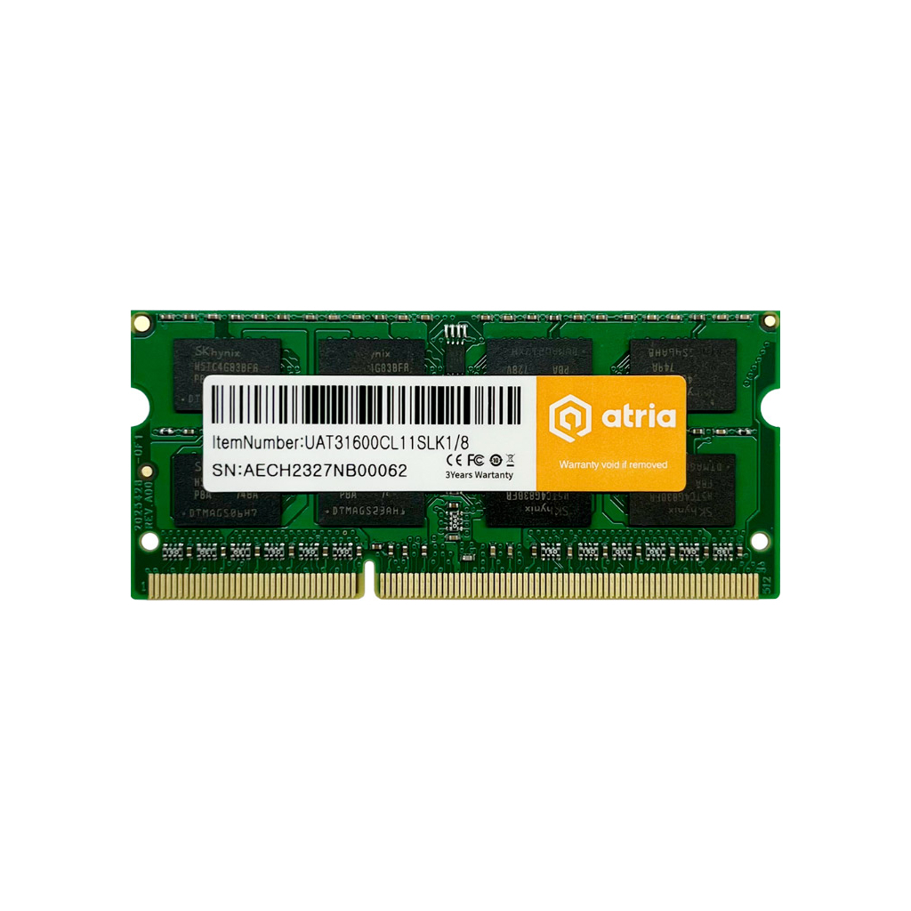 Модуль пам'яті для ноутбука SoDIMM DDR3 8GB 1600 MHz ATRIA (UAT31600CL11SLK1/8)