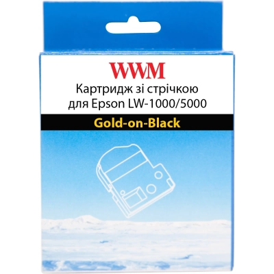 Стрічка для принтера етикеток WWM для Epson LW-1000/5000 36mm х 8m Gold-on-Black (WWM-SC36KZ)