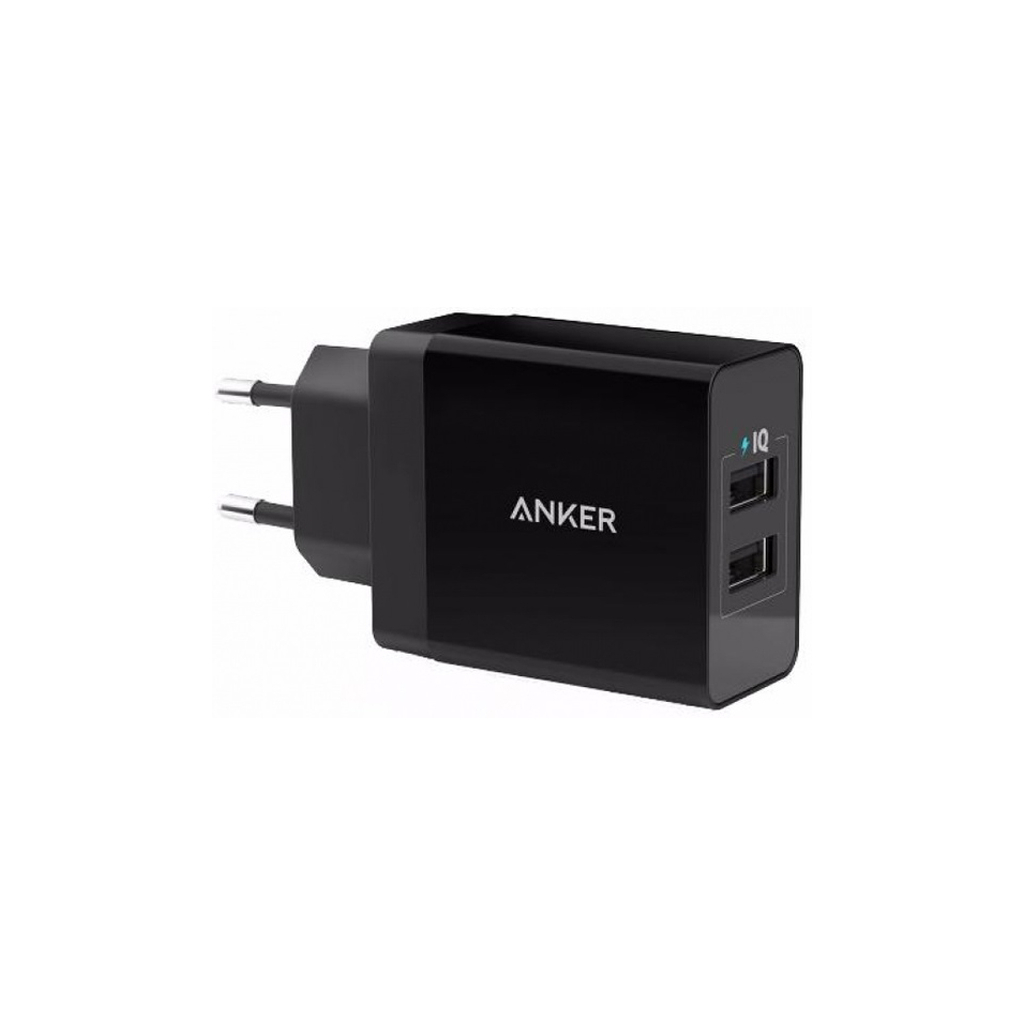 Зарядний пристрій Anker PowerPort 2 - 24W 2xUSB PIQ + MicroUSB (Black) (B2021L11/B2021G11)