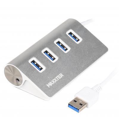 Концентратор Maxxter USB 3.0 Type-A 4 ports silver (HU3A-4P-01)