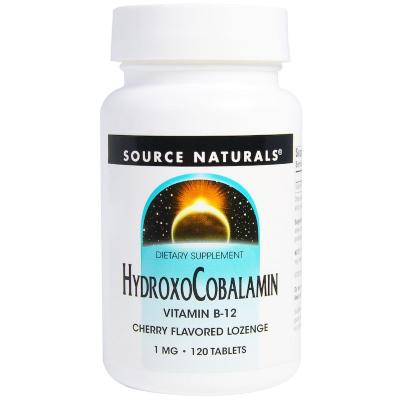 Вітамін Source Naturals Вітамін B12, 1 мг, Гідроксокобаламін, смак вишні, Hydroxocob (SNS-02655)