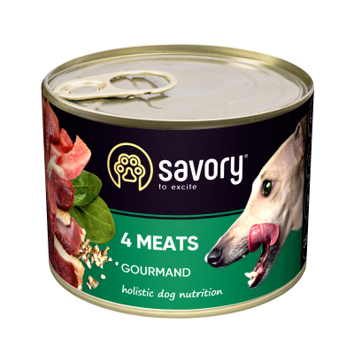 Консерви для собак Savory Dog Gourmand 4 види м'яса 200 г (4820232630389)