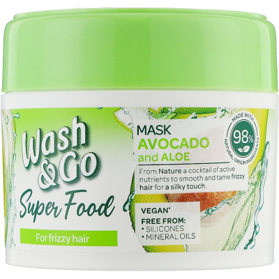 Маска для волосся Wash&Go Super Food з авокадо і алое вера 300 мл (8008970053097)