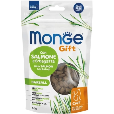 Ласощі для котів Monge Gift Cat Hairball лосось і котяча м'ята 60 г (8009470085038)