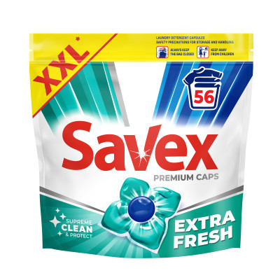 Капсули для прання Savex Premium Caps Extra Fresh 56 шт. (3800024048159)