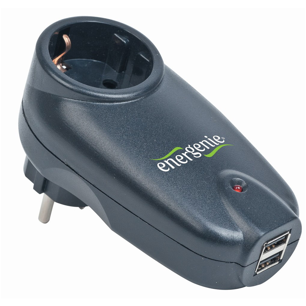 Мережевий фільтр живлення EnerGenie Single AC socket Surge protected USB charger, black (SPG1-U)