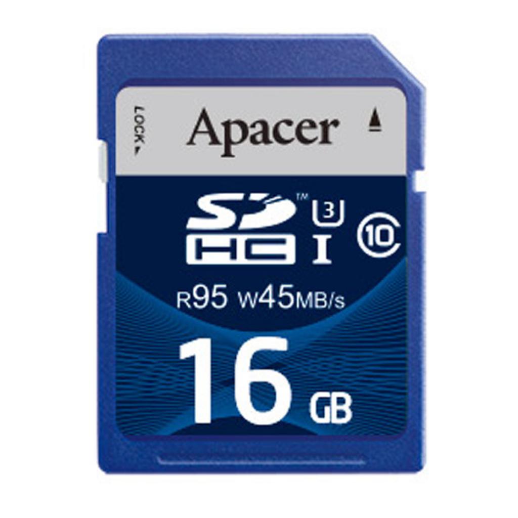 Карта пам'яті Apacer 16GB SDHC UHS-I U3 Class10 RP (AP16GSDHC10U3-R)