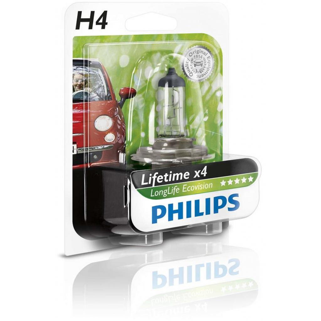 Автолампа Philips H4 LongLife EcoVision, 1шт (12342LLECOB1)