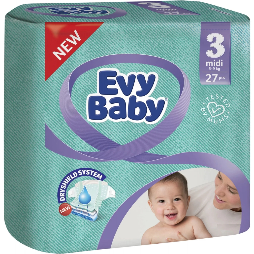 Підгузок Evy Baby Midi Standart Розмір 3 (5-9 кг) 27 шт. (8690506405069)