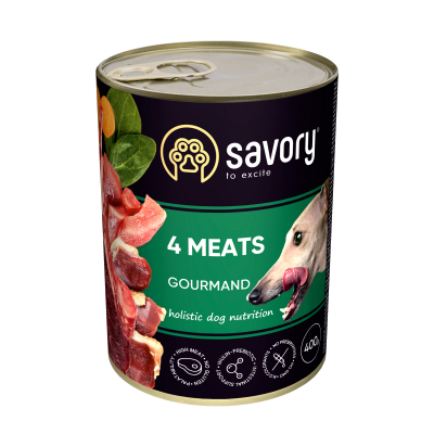 Консерви для собак Savory Dog Gourmand 4 види м'яса 400 г (4820232630396)