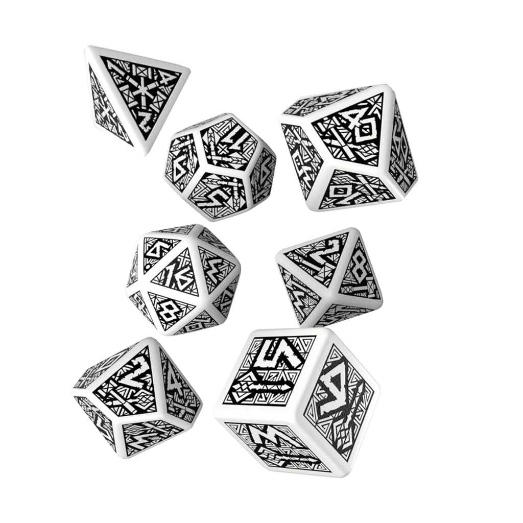 Набір кубиків для настільних ігор Q-Workshop Dwarven White black Dice Set (7 шт) (SDWA02)