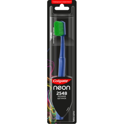 Зубна щітка Colgate Neon 2548 кінчиків щетинок середньої жорсткості Синя (2172000000025)