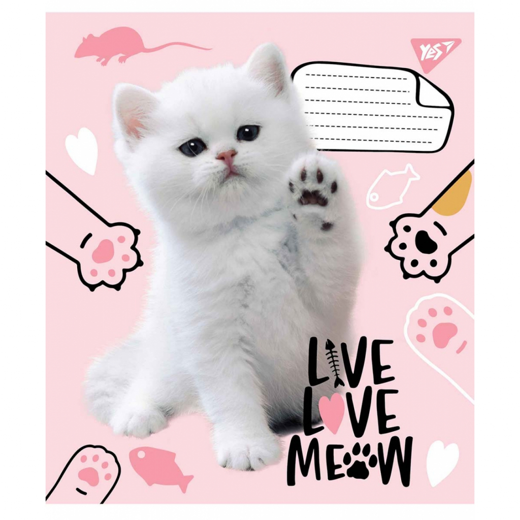 Зошит Yes А5 Live love meow 12 аркушів, клітинка (765496)