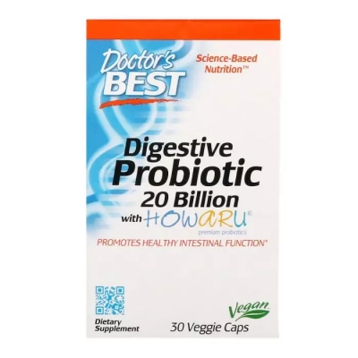 Пробіотики Doctor's Best Прибуток, Digestive Probiotic, 20 МЛРД КУО, 30 вегетаріанськ (DRB-00362)