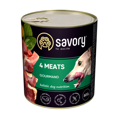 Консерви для собак Savory Dog Gourmand 4 види м'яса 800 г (4820232630402)