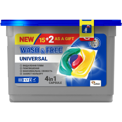 Капсули для прання Wash&Free Universal 17 шт. (4260637720481)