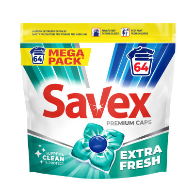 Капсули для прання Savex Premium Caps Extra Fresh 64 шт. (3800024048173)