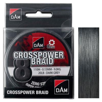 Шнур DAM CROSSPOWER 8-BRAID 110м 0,20мм 12,6кг/28Lb (dark grey) (60081)