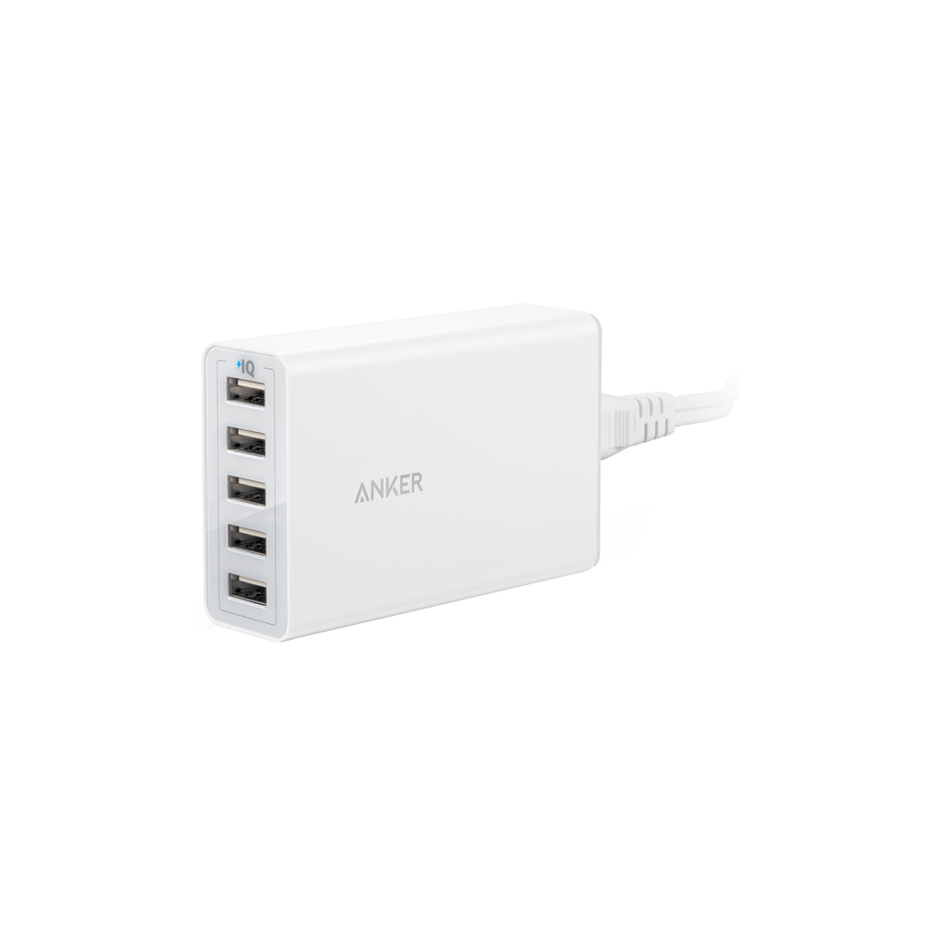 Зарядний пристрій Anker PowerPort 5 - 40W 5-port USB Power IQ V3 (White) (A2124L22)