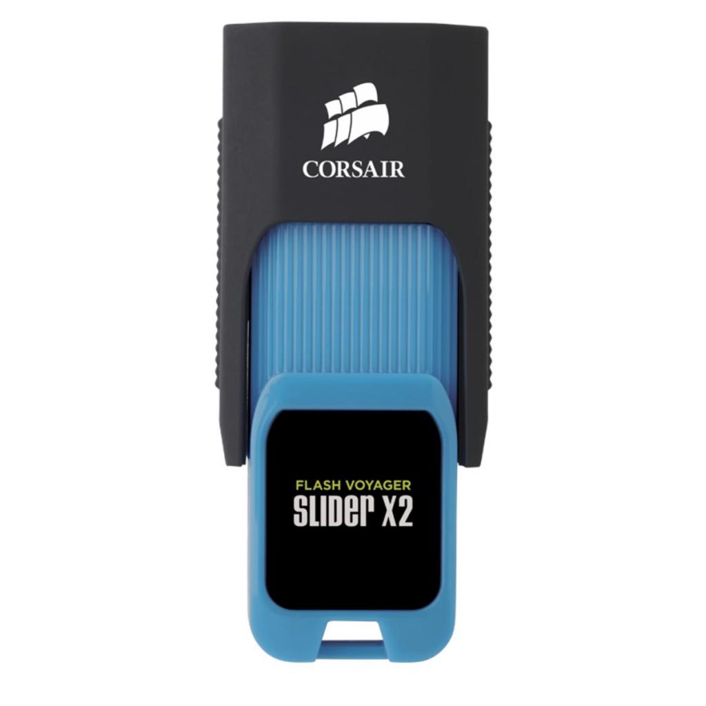 USB флеш накопичувач Corsair 64GB Voyager Slider X2 Blue USB 3.0 (CMFSL3X2A-64GB)