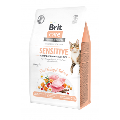 Сухий корм для кішок Brit Care Cat GF Sensitive HDigestion and Delicate Taste 400 г (8595602540716)