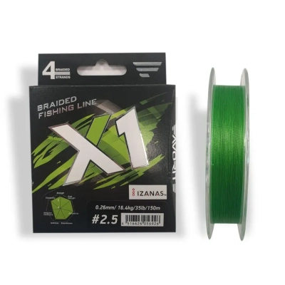 Шнур Favorite X1 PE 4x 150m 2.5/0.260mm 35lb/16.4kg Light Green (1693.11.34)