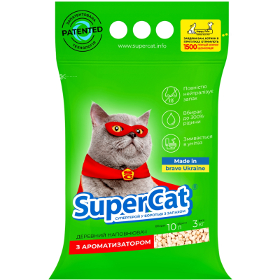 Наповнювач для туалету Super Cat Деревний вбирний з ароматизатором 3 кг (5 л) (3551)