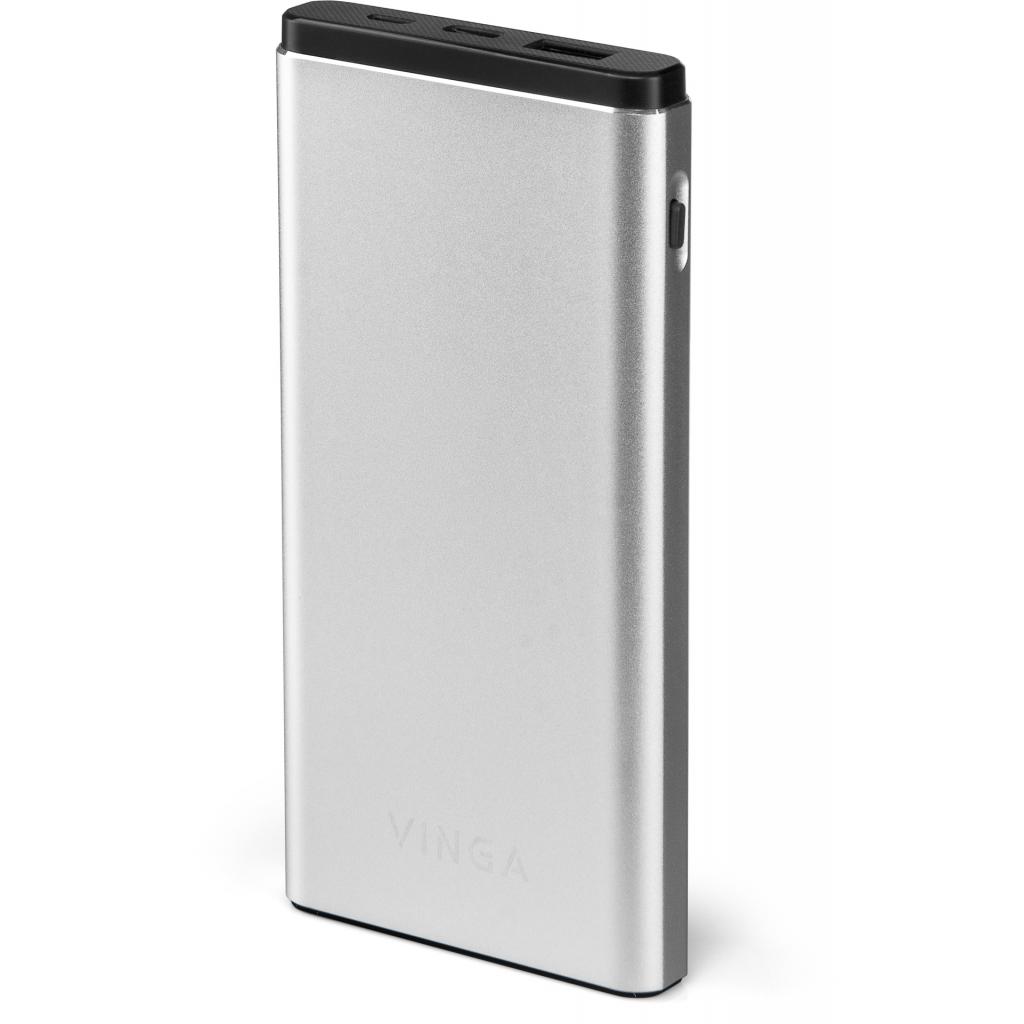 Батарея універсальна Vinga 10000 mAh QC3.0 PD aluminium silver (BTPB1010QCALS)