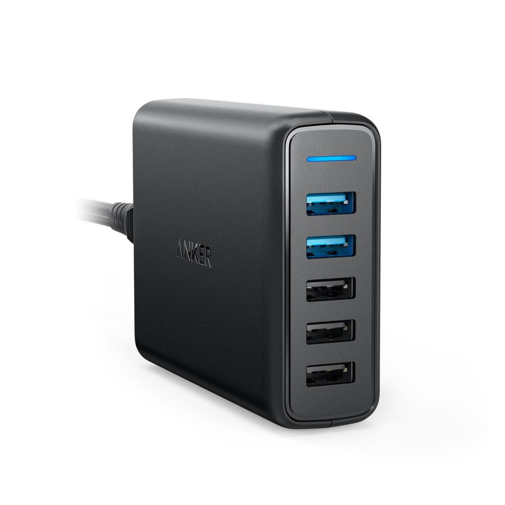 Зарядний пристрій Anker PowerPort 5 - 63W 2xQC3.0 & 3xUSB PowerIQ Black (A2054L11)