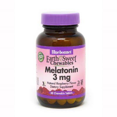 Амінокислота Bluebonnet Nutrition Мелатонін, Melatonin, 3 мг, EarthSweet, Малиновий Смак, 60 ж (BLB0993)