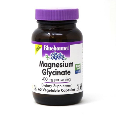 Мінерали Bluebonnet Nutrition Магній гліцинат, 400 Мг, Magnesium Glycinate, 60 вегетаріанс (BLB0748)