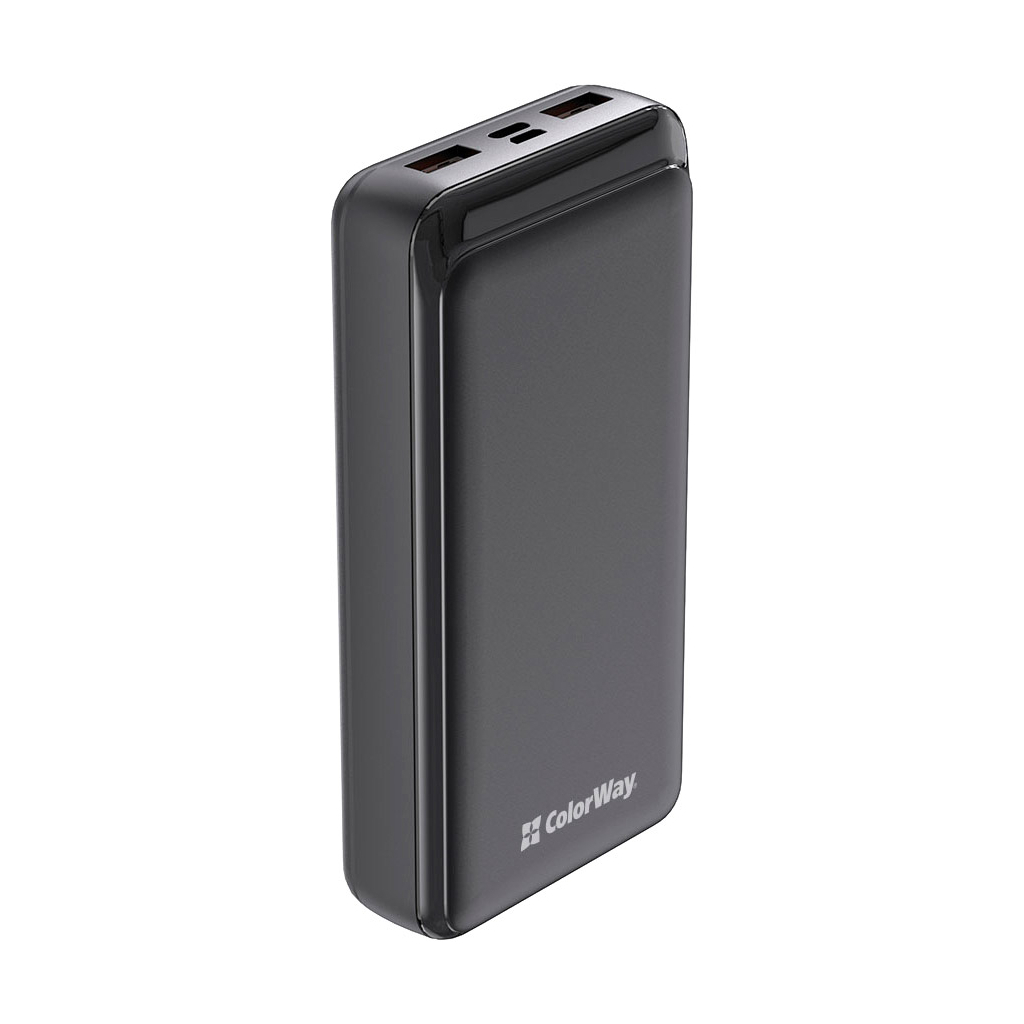 Батарея універсальна ColorWay 20 000 mAh Slim (USB QC3.0 + USB-C Power Delivery 18W) Black (CW-PB200LPF3BK-PD)