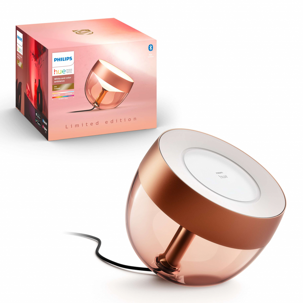 Настільна лампа Philips Hue Iris, Color, BT, DIM, мідна (929002376801)