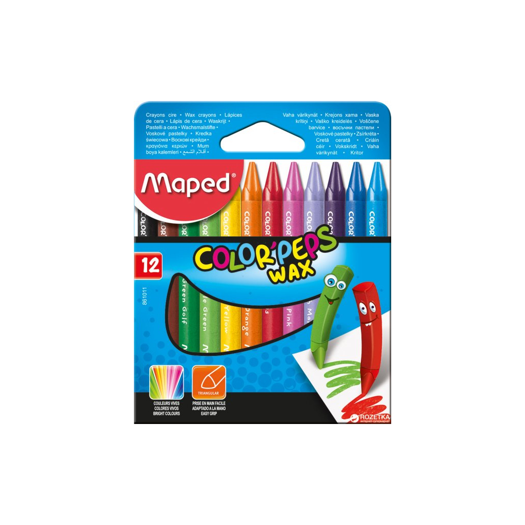 Олівці кольорові Maped Color Peps Wax Crayons воскові 12 кольорів (MP.861011)