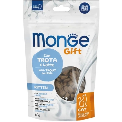 Ласощі для котів Monge Gift Cat Kitten форель і молоко 60 г (8009470085014)