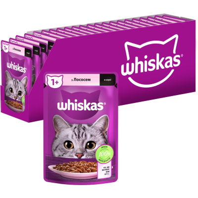 Вологий корм для кішок Whiskas Лосось у соусі 85 г (5900951302053)