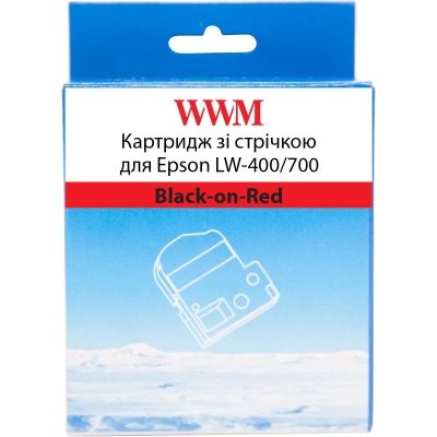 Стрічка для принтера етикеток WWM для Epson LW-400/700 12mm х 8m Black-on-Red (WWM-SC12R)