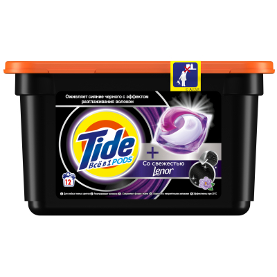 Капсули для прання Tide Все-в-1 Для чорних речей + Lenor Ефект 12 шт. (8006540405352)