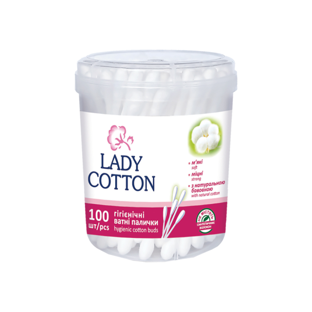 Ватні палички Lady Cotton в банці 100 шт. (4823071607581)