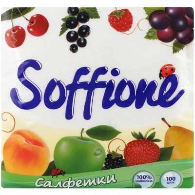 Серветки столові Soffione одношарові білі 24x24 см 100 шт. (4820003832172)