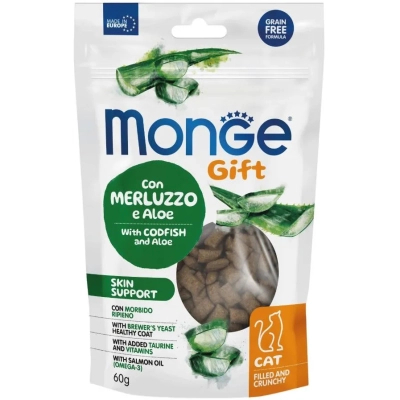 Ласощі для котів Monge Gift Cat Skin support з тріскою і алое 60 г (8009470085045)