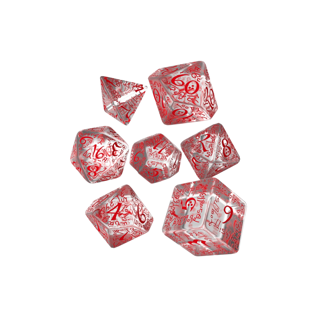 Набір кубиків для настільних ігор Q-Workshop Elvish Translucent red Dice Set (7 шт) (SELV09)