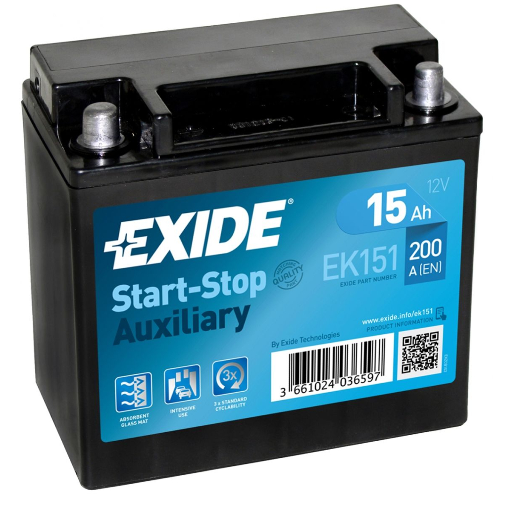 Акумулятор автомобільний EXIDE START STOP AUXILIARY 15Ah (+/-) (200EN) (EK151)