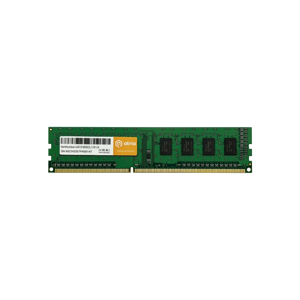 Модуль пам'яті для комп'ютера DDR3 4GB 1600 MHz ATRIA (UAT31600CL11K1/4)