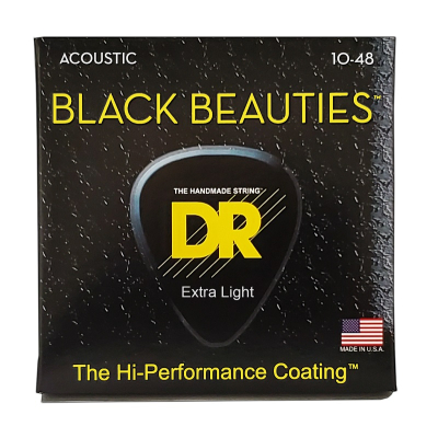 Струни для гітари DR Strings Black Beauties Acoustic - Extra Light (10-48) (BKA-10)