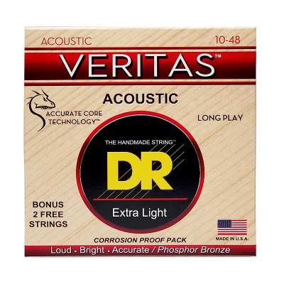 Струни для гітари DR Strings VERITAS Coated Core Acoustic Guitar Strings - Extra Light (10-48) (VTA-10)