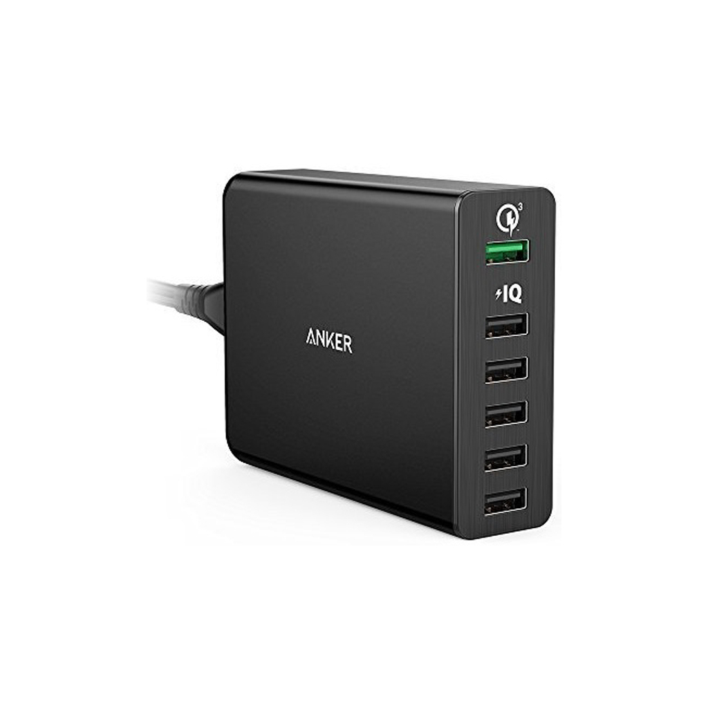 Зарядний пристрій Anker PowerPort 6 - 60W 1xQC3.0 & 5xUSB PowerIQ Black (A2063L11)