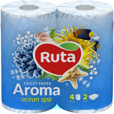 Туалетний папір Ruta Aroma Ocean ароматизований Блакитний 2 шари 4 рулони (4820023740389)